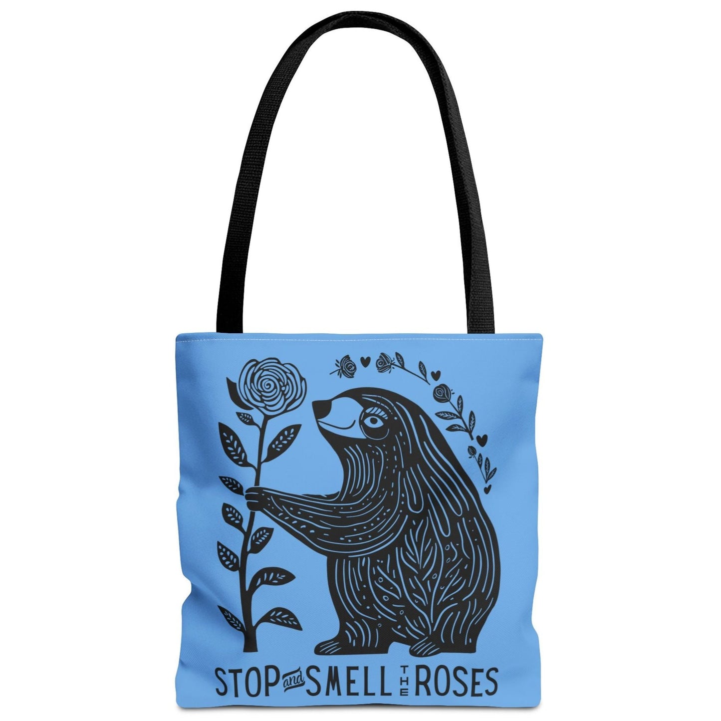 Sloth Tote Bag - Stop and Smell the Roses - Water Resistant Tote- 3 Sizes