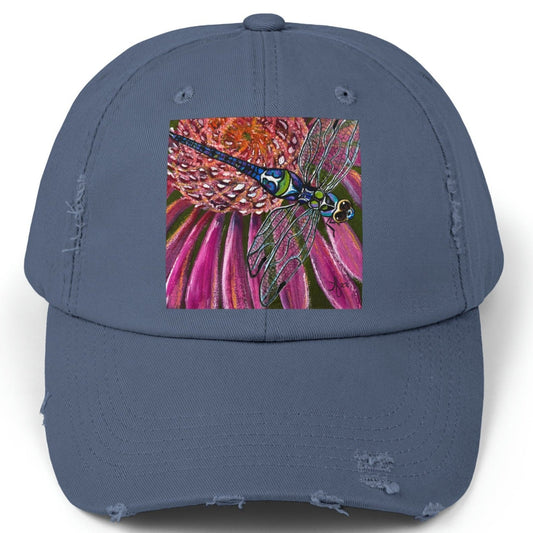 Dragonfly Distressed Hat - Adjustable - Garden Jewel from Mama Mosaic Artworks