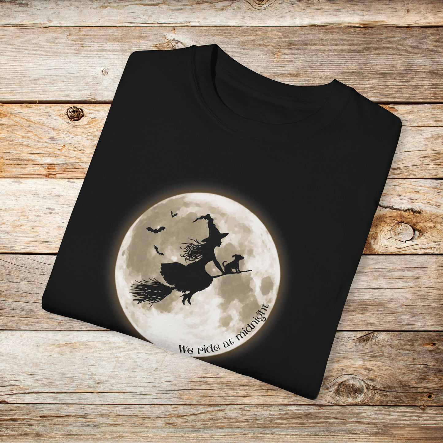 Witch and Her Dog Ride at Midnight TShirt - Comfort Colors Unisex Crew