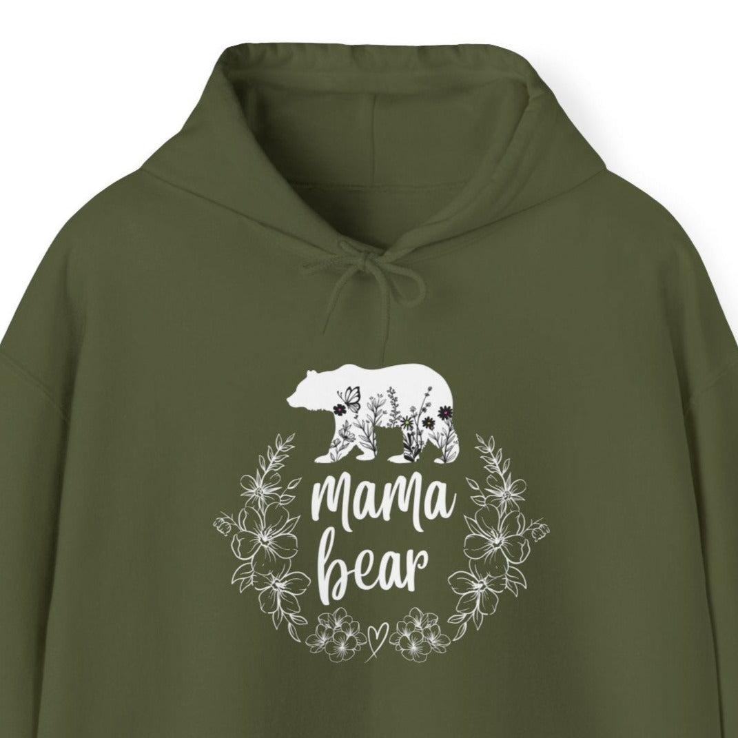 Hoodie - Mama Bear Floral Wreath Unisex Hooded Sweatshirt