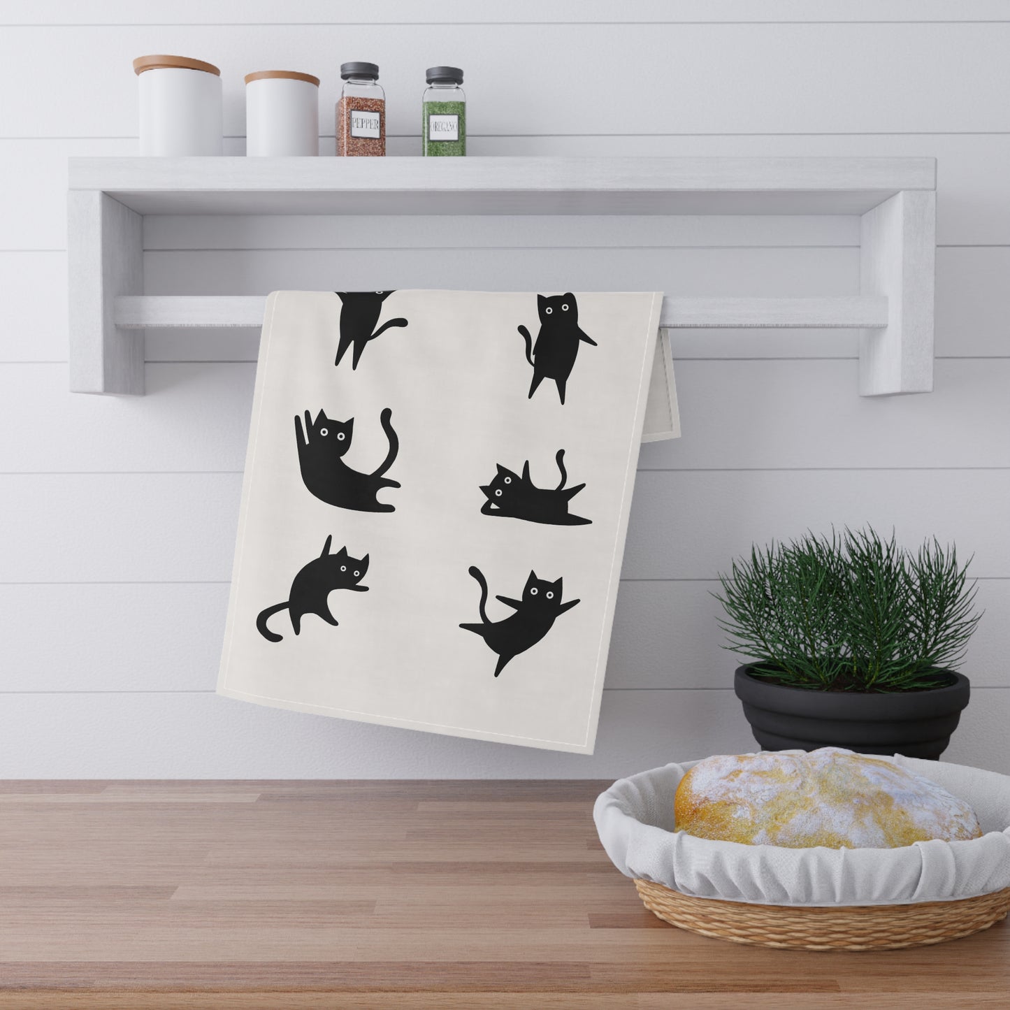 Dancing Cat Tea Towel - Black Cat Dancing Cotton Hand Towel - Childless Cat Lady Gift - Cat Mom Dad Lover - Funny Kitty Kitchen Bath Towel