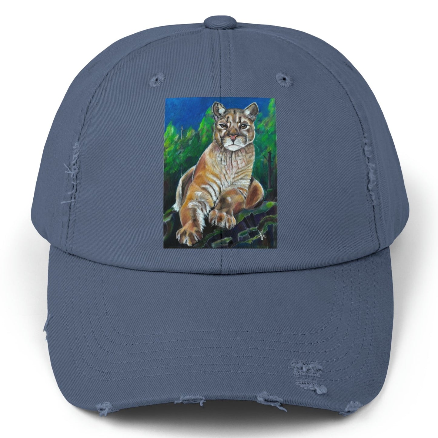 Cougar Distressed Hat - Adjustable - Cascade Lioness from Mama Mosaic Artworks