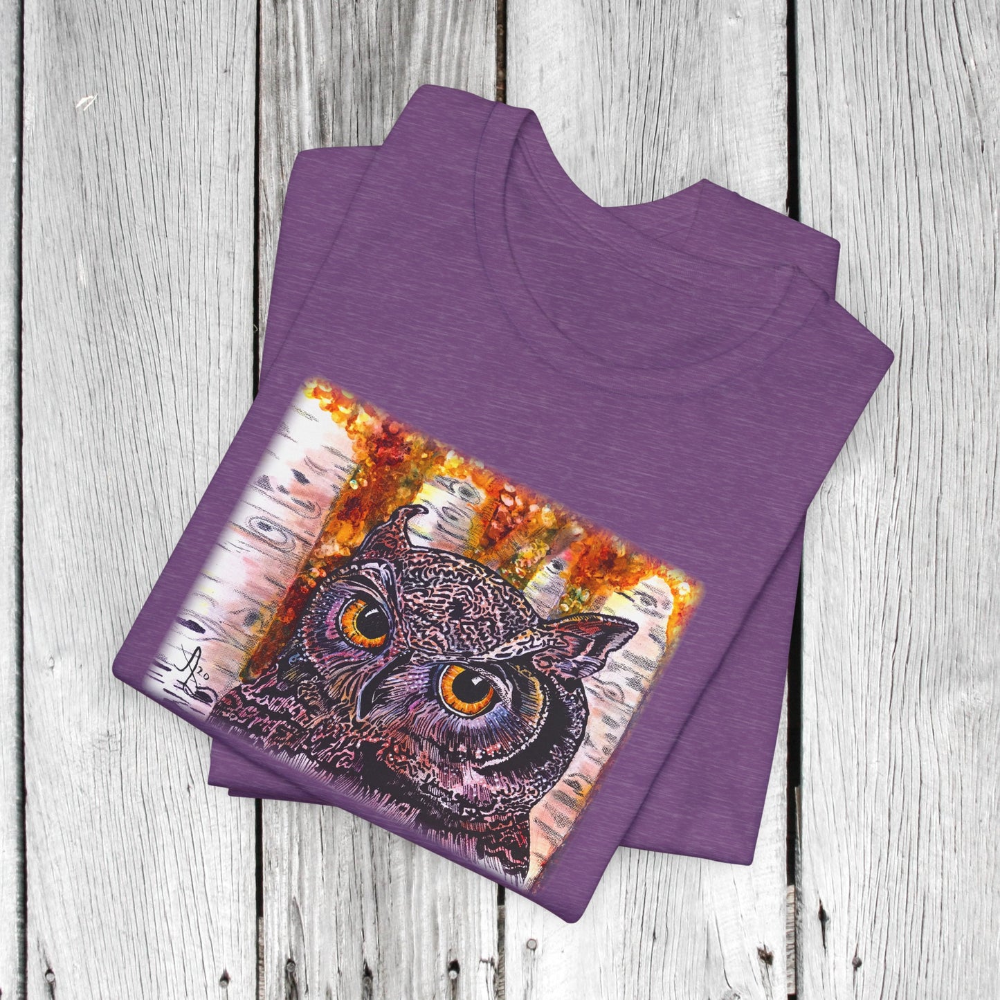 Horned Owl Unisex TShirt - Portrait of an Owl from Mama Mosaic Artworks