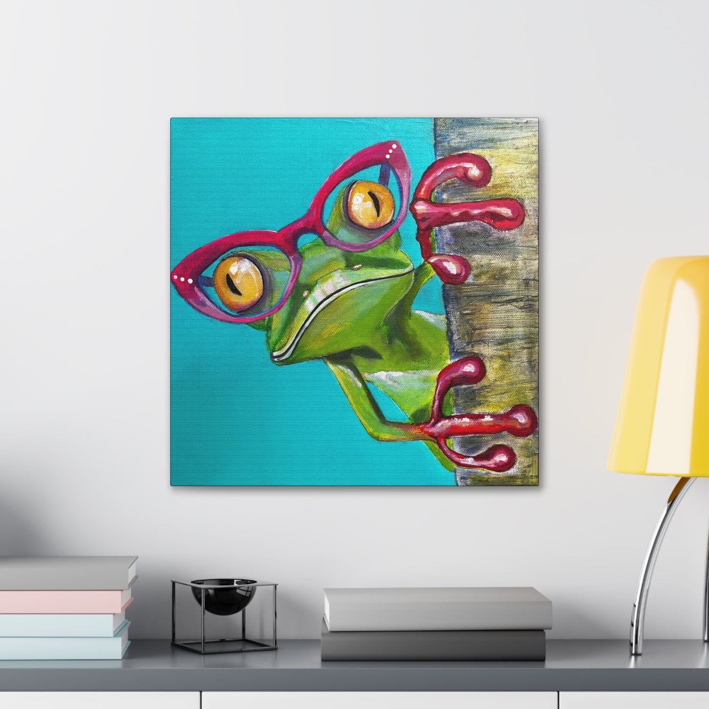 Fine Art Canvas - Read More Optical Frog from Mama Mosaic Artworks