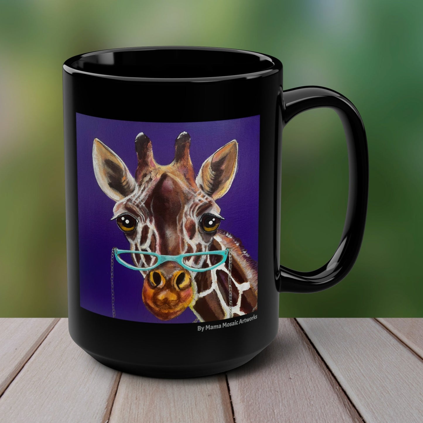 Giraffe Mug - 15oz Glossy Ceramic - Read More Optical Giraffe from Mama Mosaic Artworks