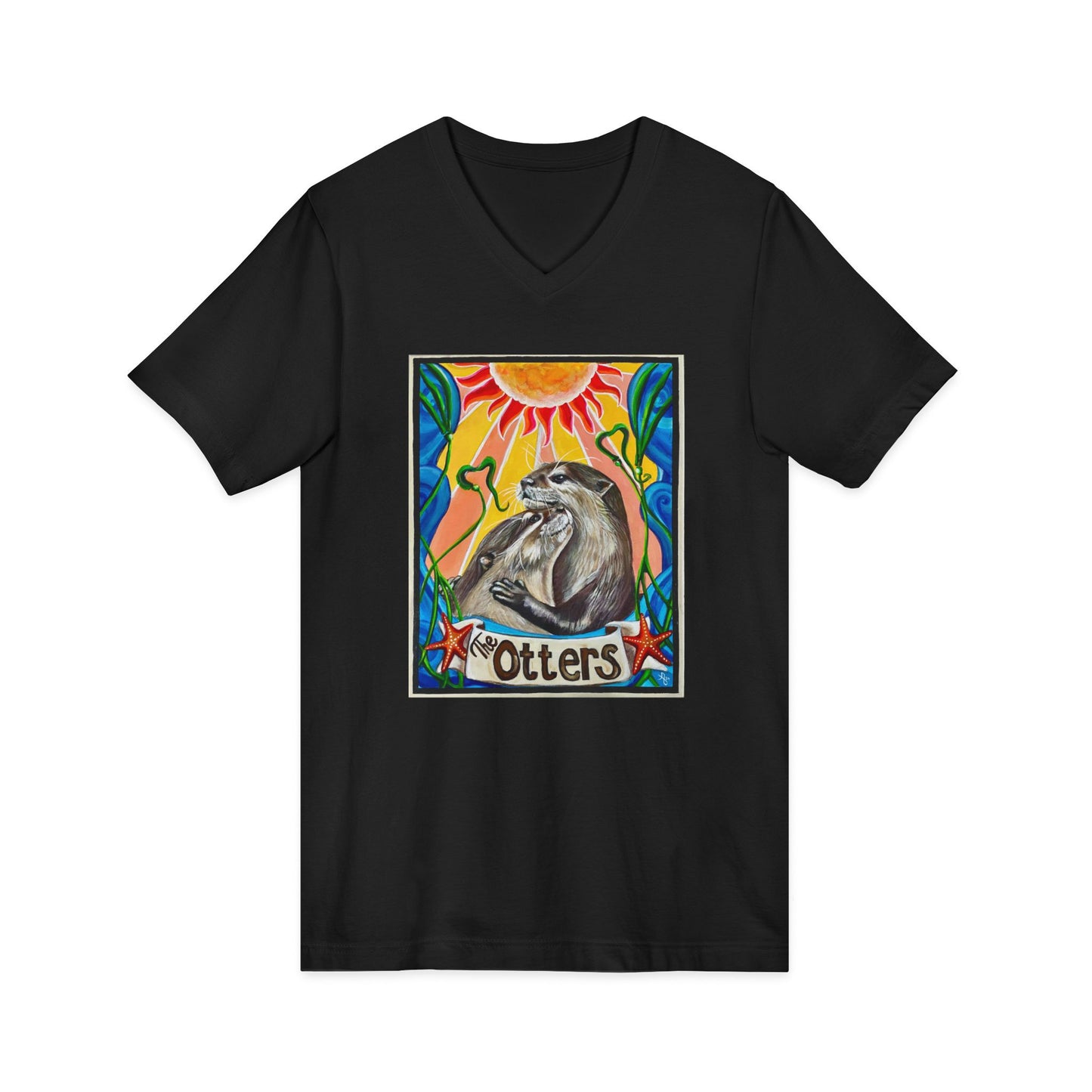 Otter Love V-Neck Tee | Unisex Short Sleeve Shirt, Animal Lover Gift, Nature Tee, Cute Otter Shirt