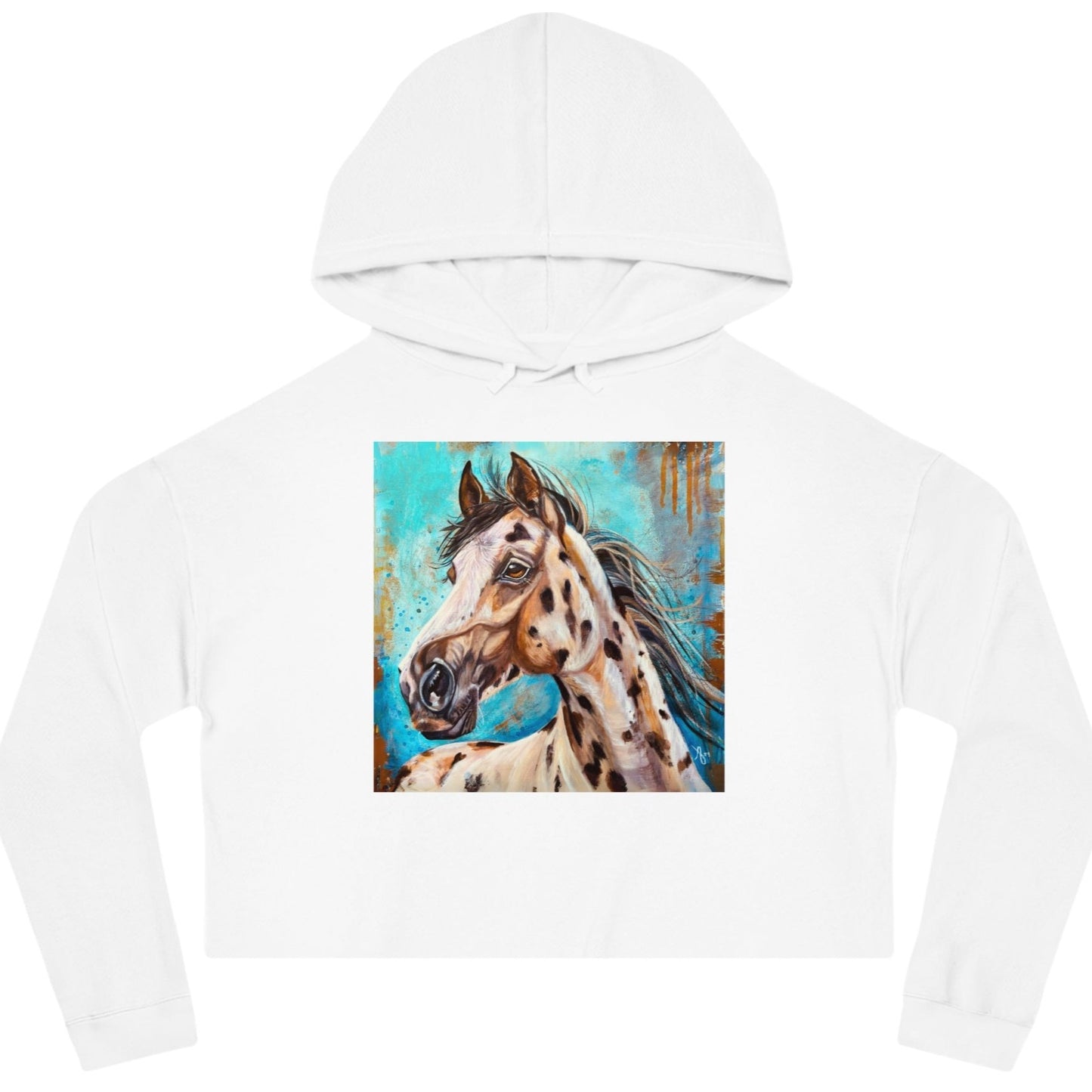 Appaloosa Cropped Hooded Sweatshirt - Gypsy From Mama Mosaic Artworks