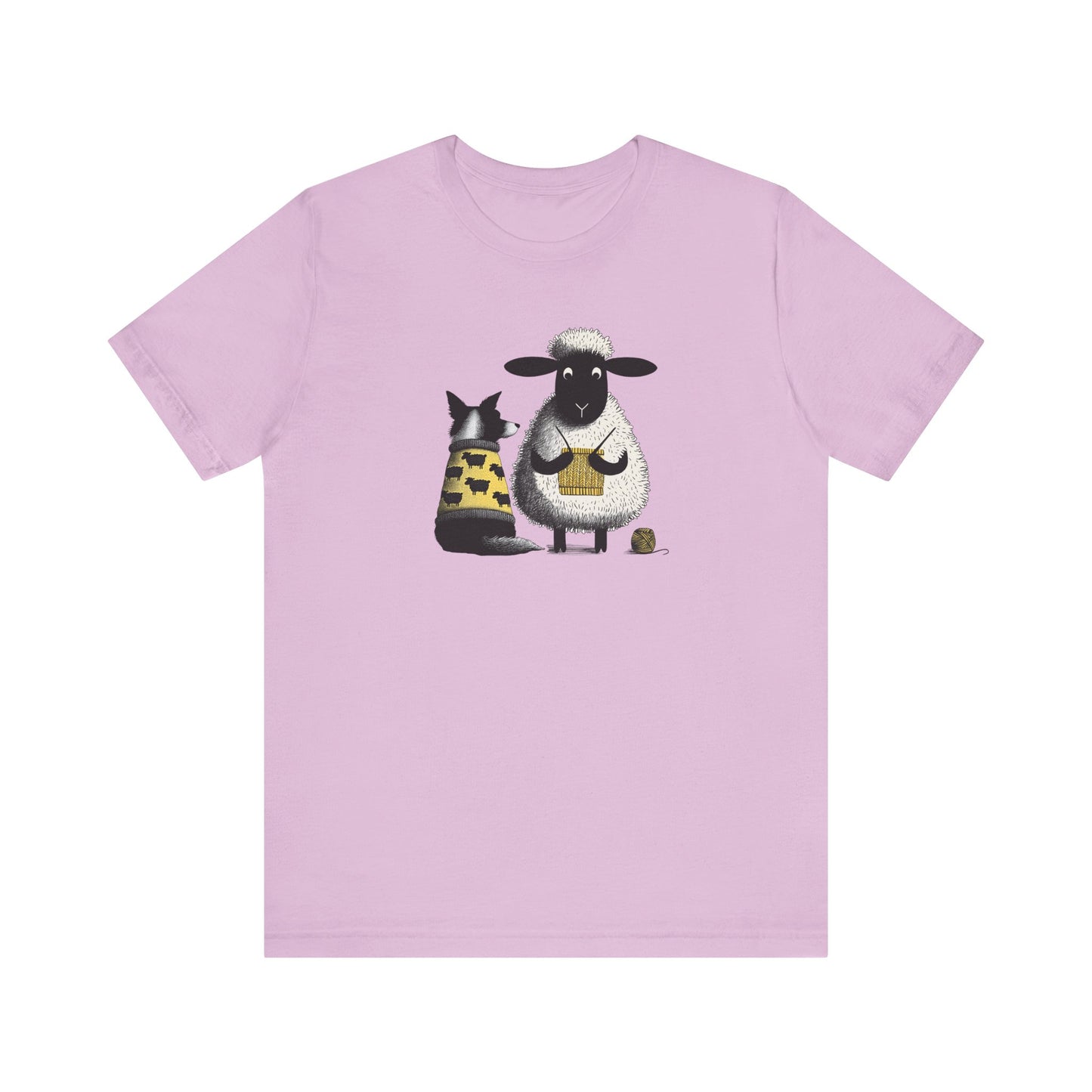 Border Collie and Sheep Friends Shirt: Sheep Knitting Hobby, Unisex Crew Tee
