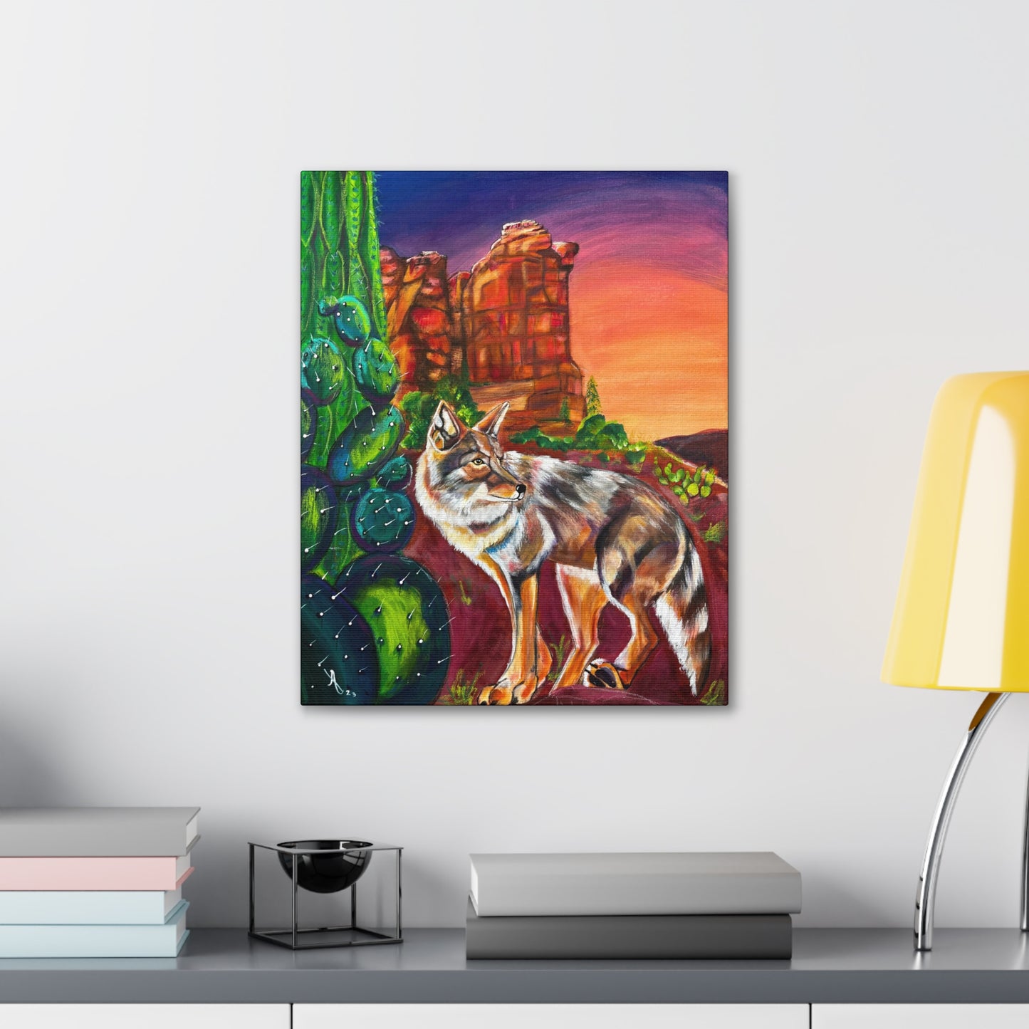 Fine Art Canvas - Coyote at Coffee Pot Rock from Mama Mosaic Artworks