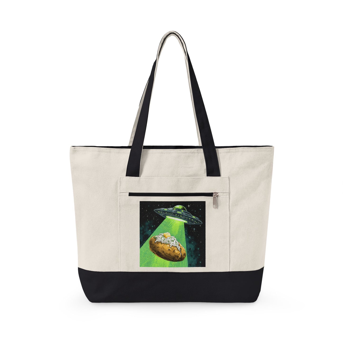 Alien Idaho Baked Potato UFO Zippered Canvas Tote