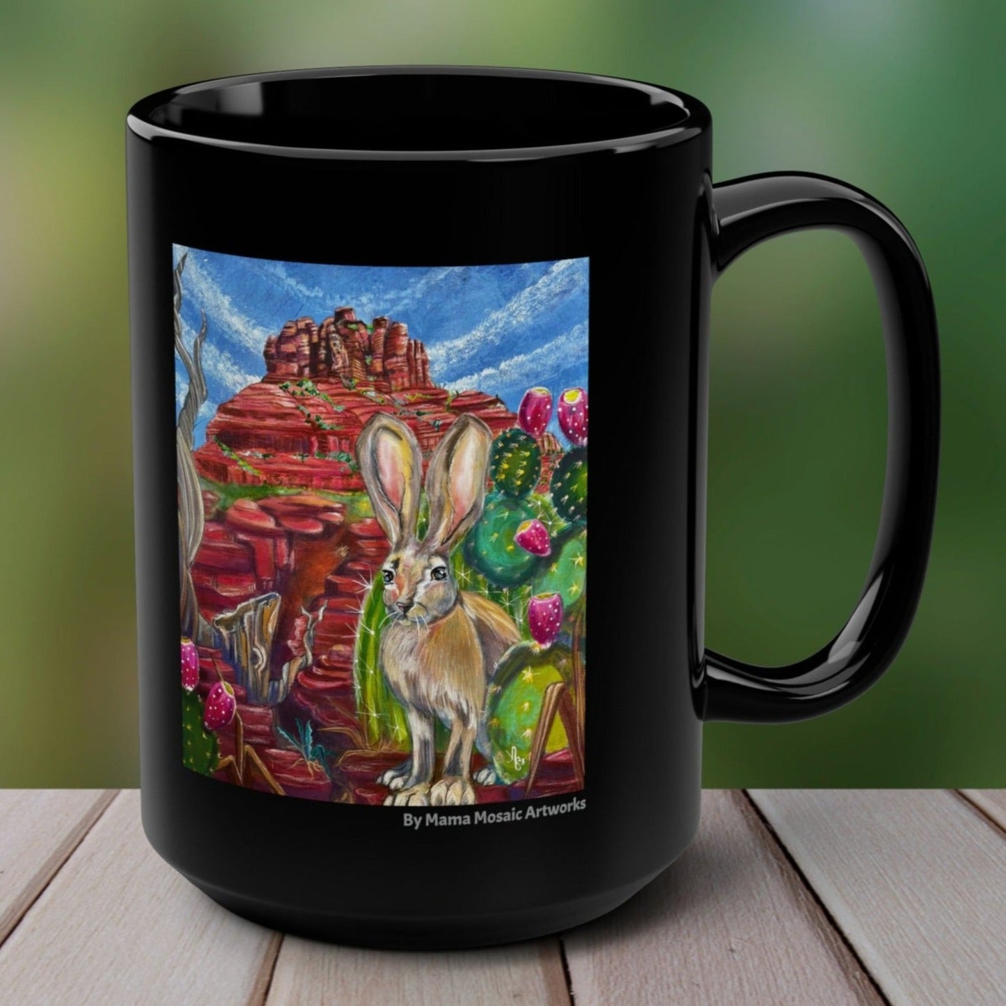 Sedona Hare Mug - 15oz Glossy Ceramic - Hare at Bell Rock from Mama Mosaic Artworks