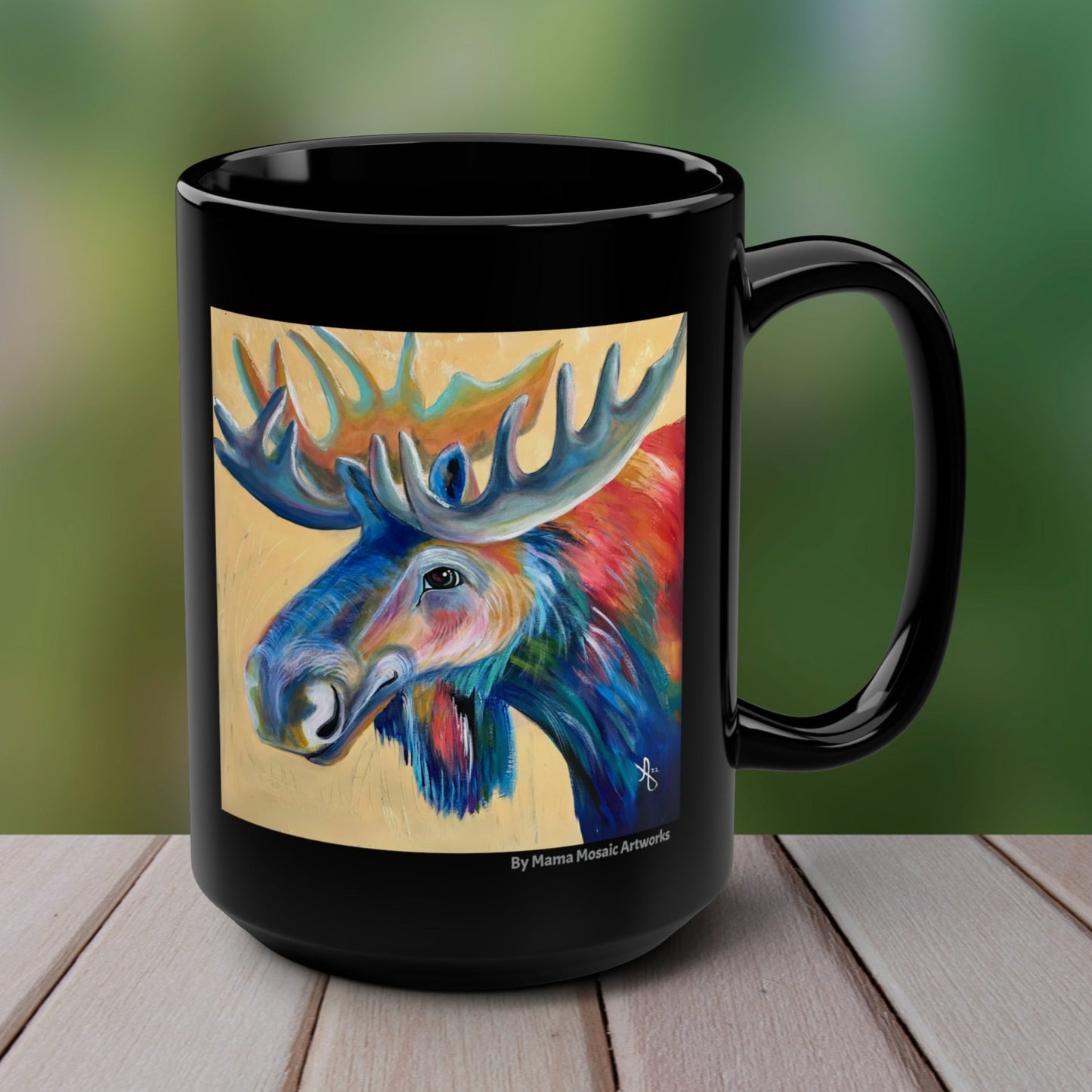 Moose Mug - 15oz Glossy Ceramic - Water Moose from Mama Mosaic Artworks