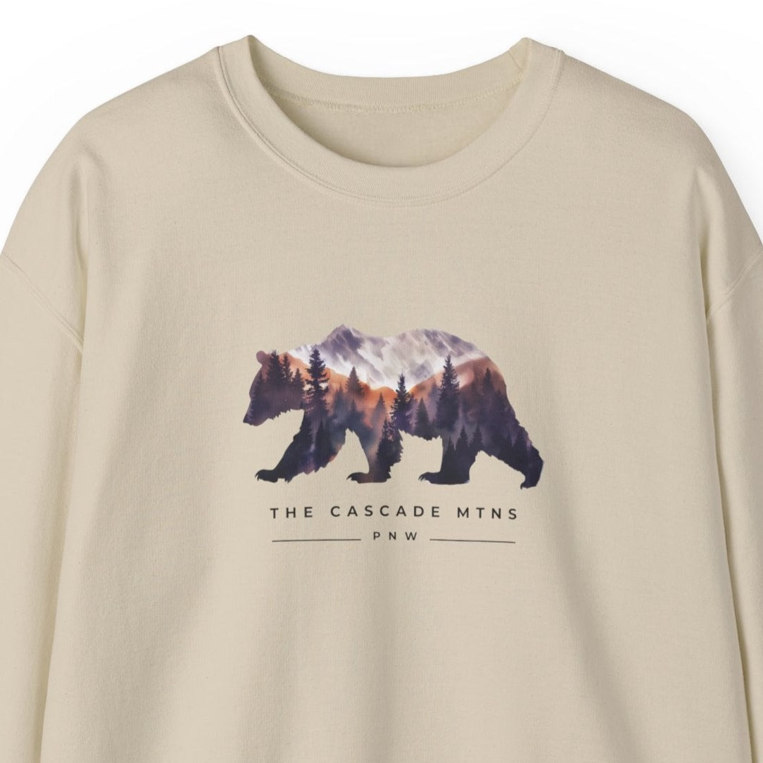 Sweatshirt - PNW Bearscape Unisex Crewneck - The Cascade Mountain Range