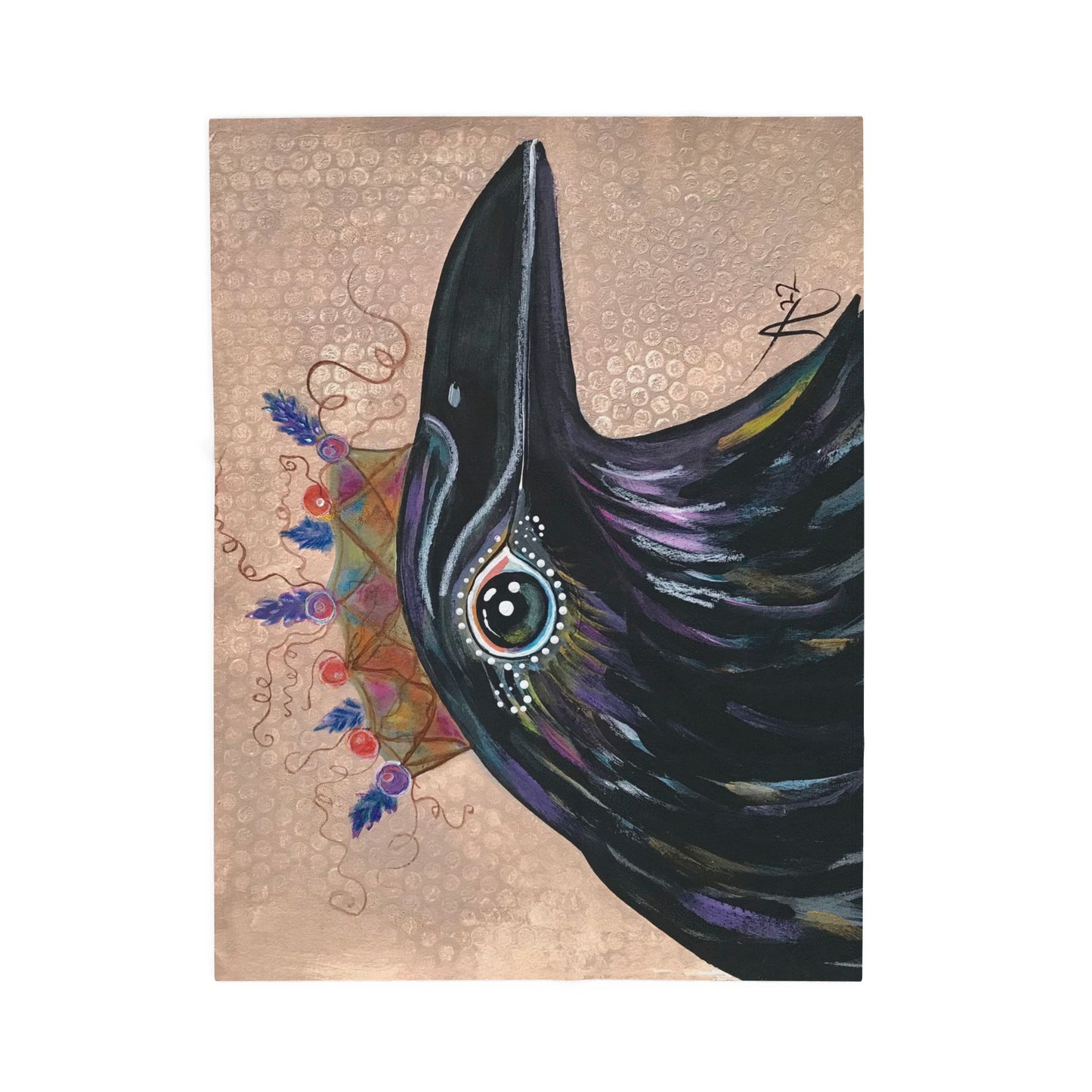 Queen Crow Blanket - Velveteen Plush Blanket - from Mama Mosaic Artworks