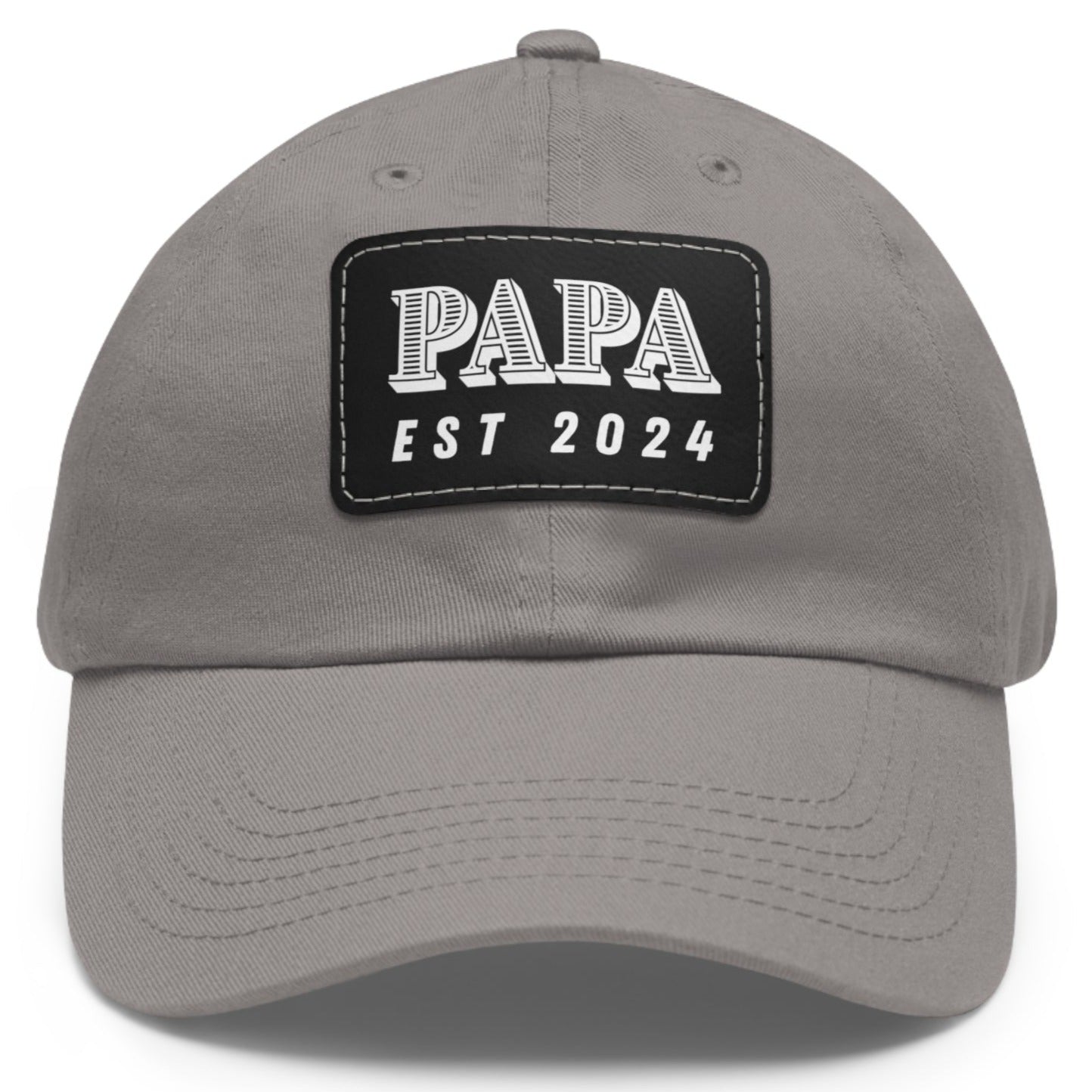 Papa Est 2024 Ball Cap with Faux Leather Patch - Adjustable