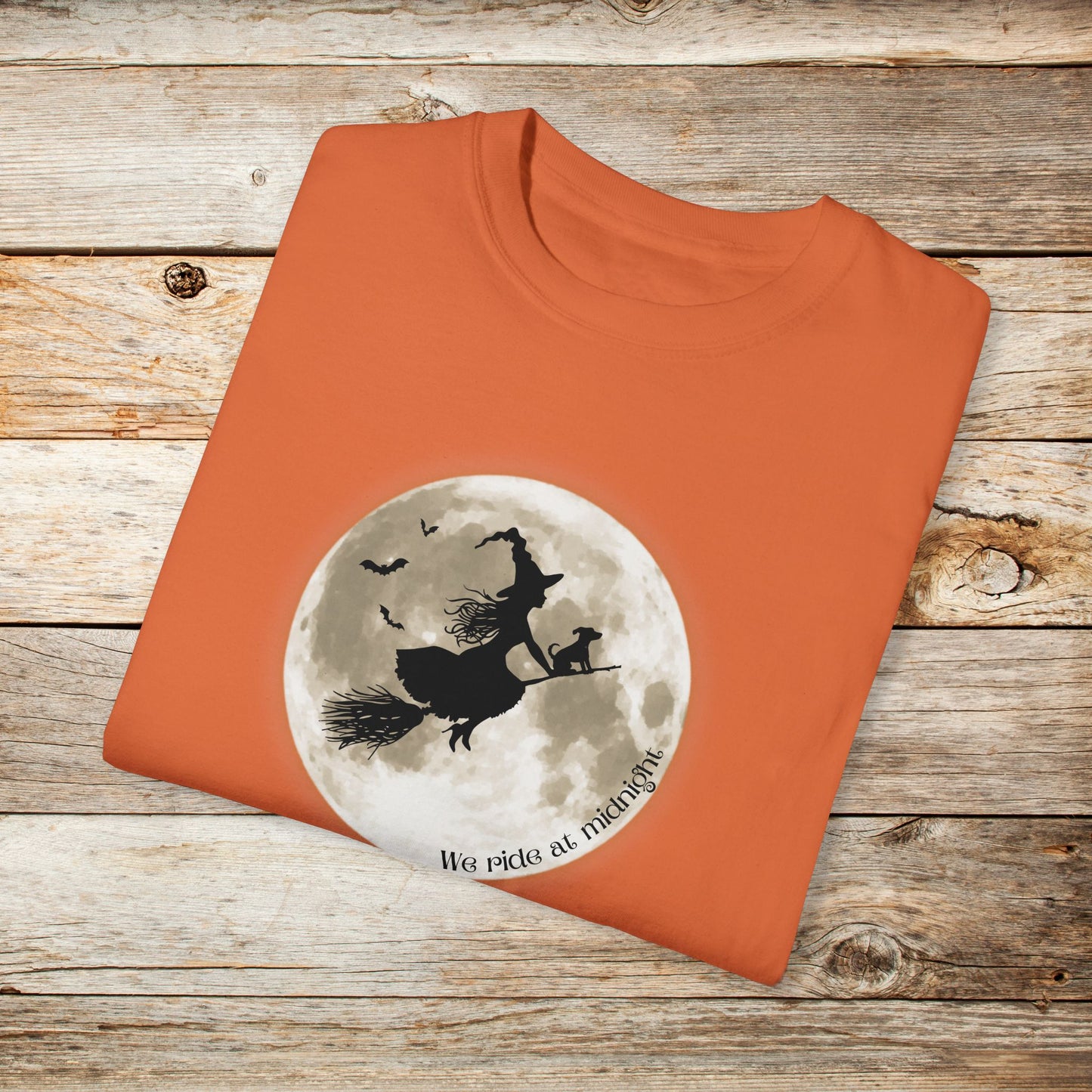 Witch and Her Dog Ride at Midnight TShirt - Comfort Colors Unisex Crew