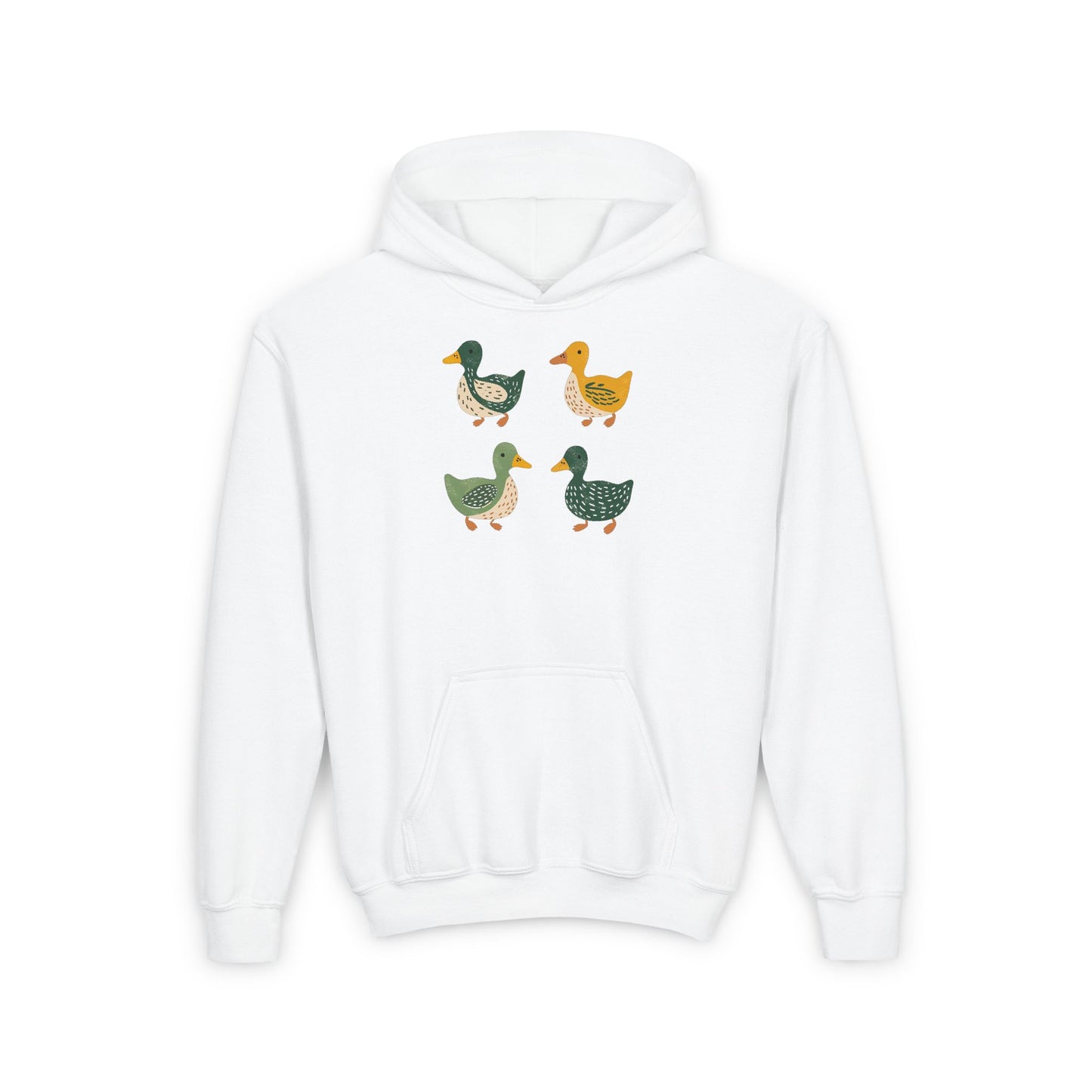 Youth Ducks Hoodie - Folk Art Retro Duck Lover - Eugene Oregon Farmhouse