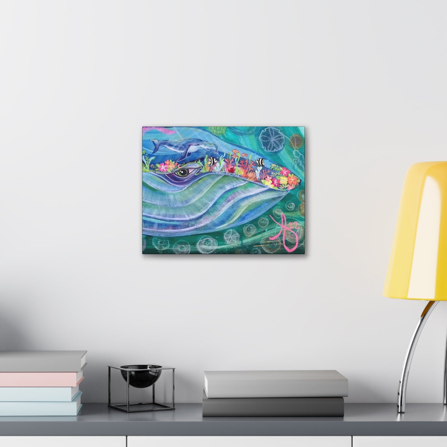 Fine Art Canvas - Mama and Baby Blue Whale from Mama Mosaic Artworks