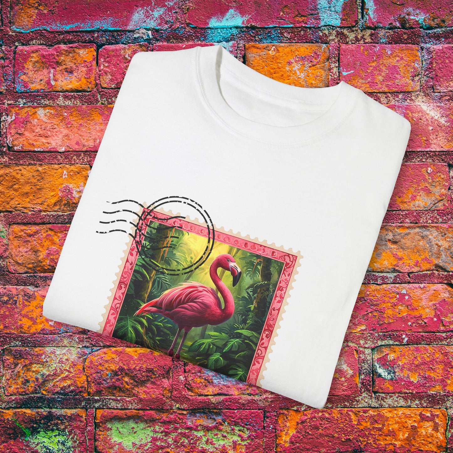 Flamingo Travel Stamp TShirt - Comfort Colors Unisex Crew