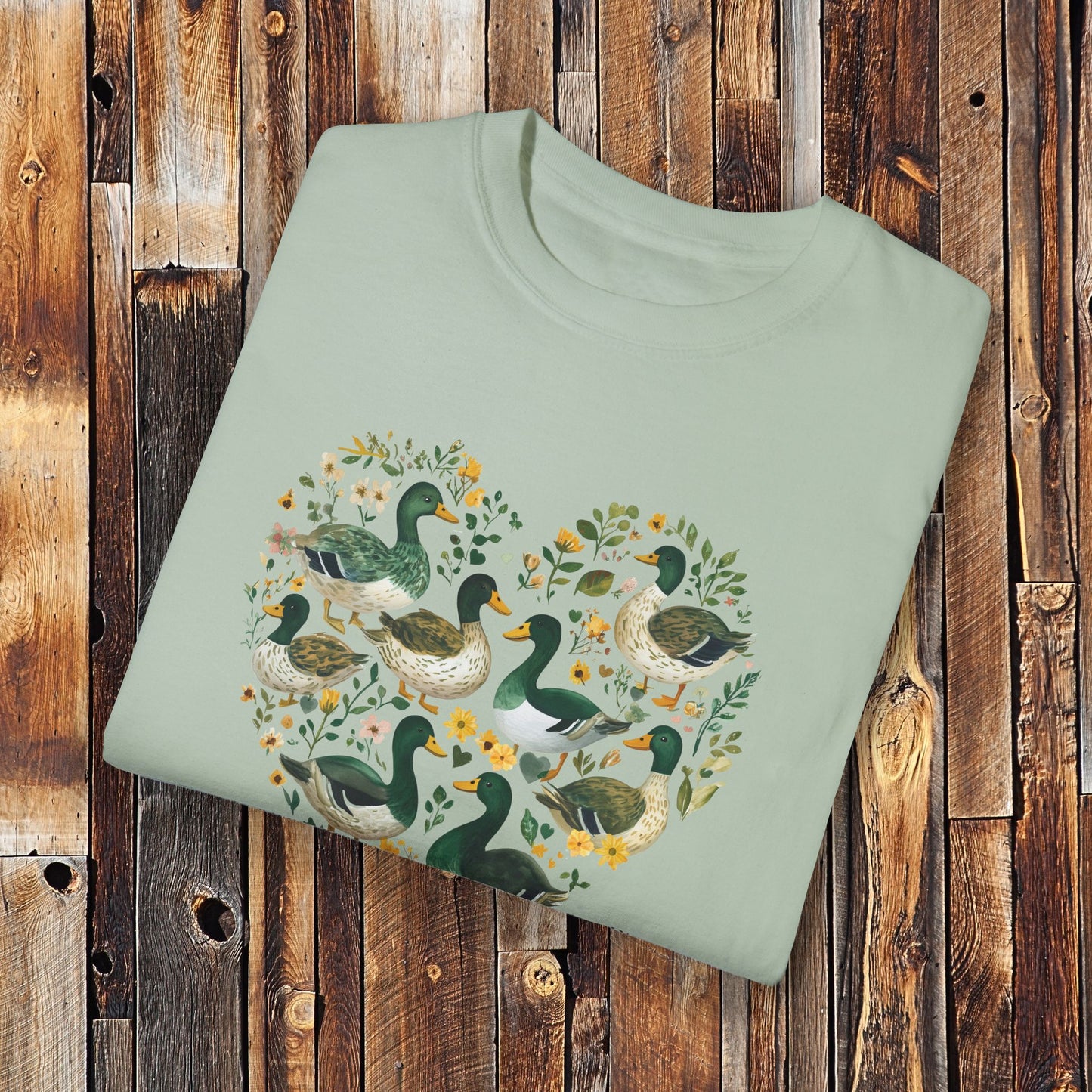 Mallard Ducks Shirt - Eugene Oregon Green Yellow Folk Art Retro Comfort Colors Unisex Crew