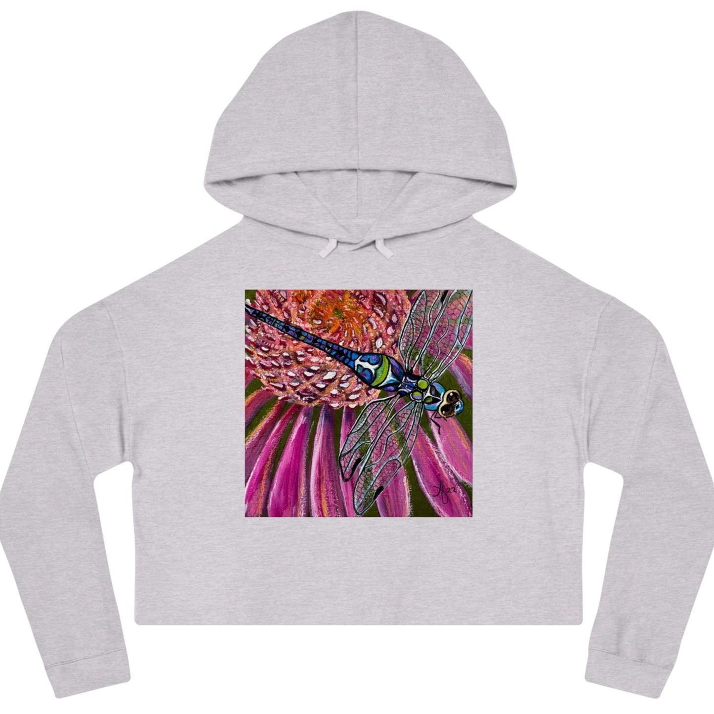 Dragonfly Cropped Hooded Sweatshirt - Garden Jewel from Mama Mosaic Artworks