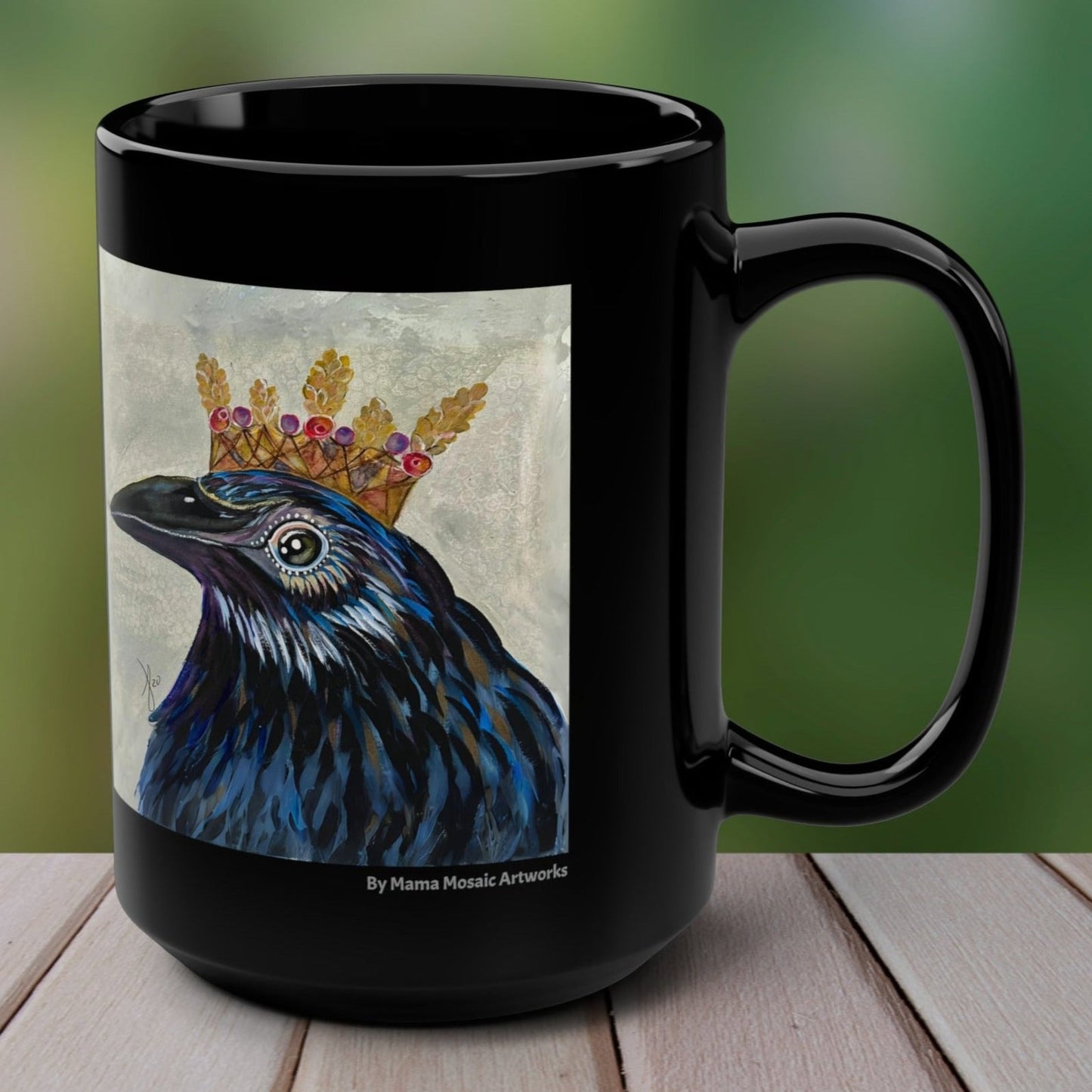 Crow Mug - 15oz Glossy Ceramic - King Crow from Mama Mosaic Artworks