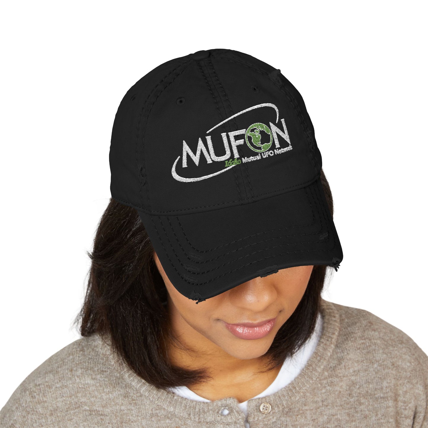 MUFON Distressed Dad Hat with Embroidery