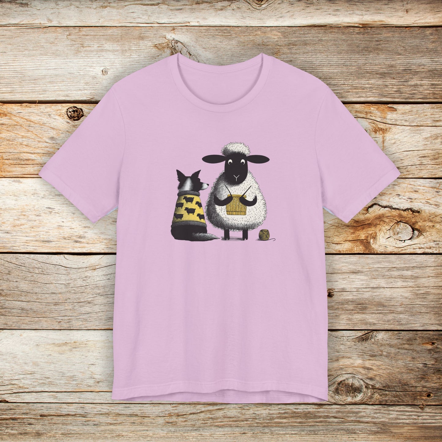Border Collie and Sheep Friends Shirt: Sheep Knitting Hobby, Unisex Crew Tee