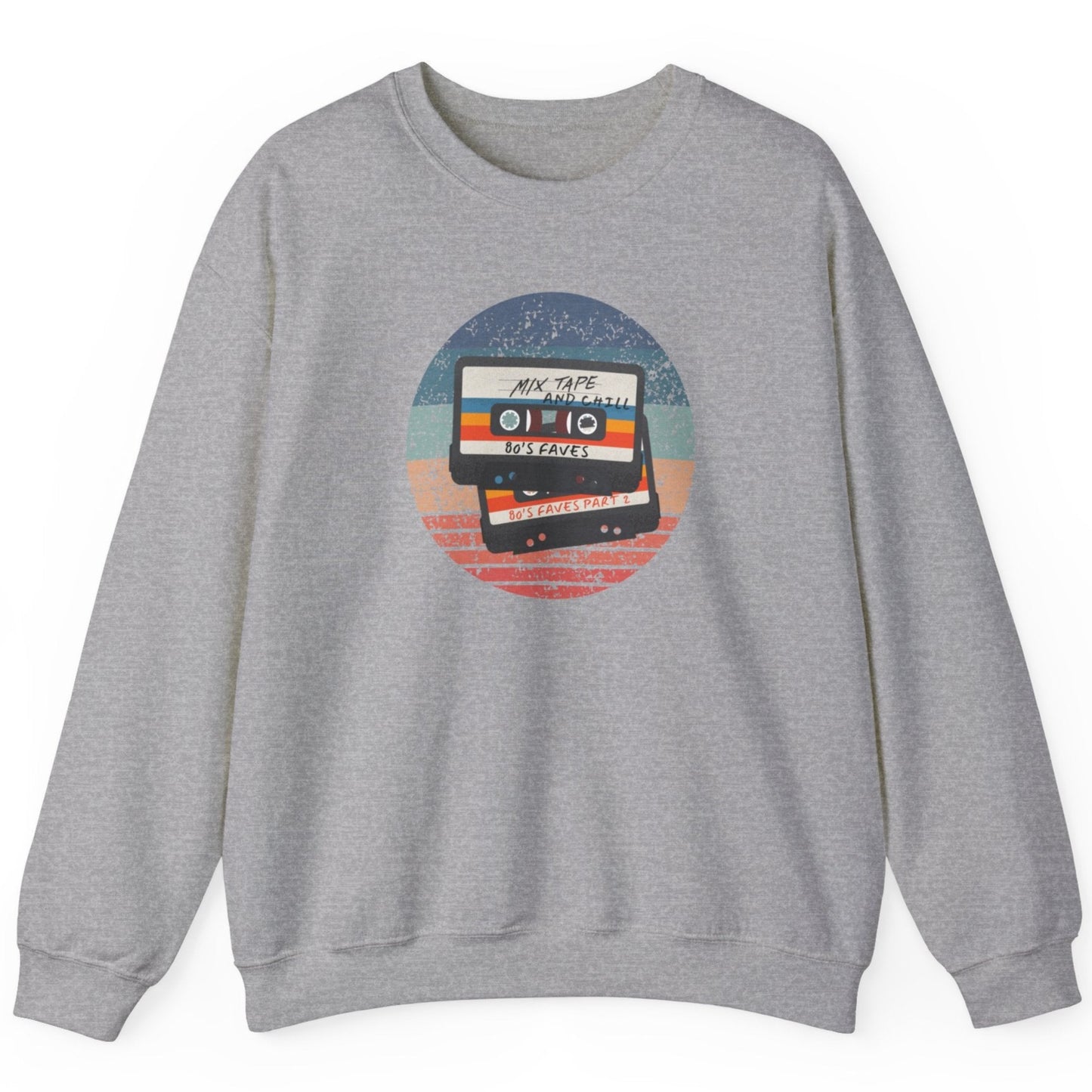 Sweatshirt - 80s Retro Mix Tape and Chill Unisex Crewneck