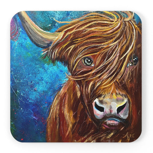 Highland Cow Coasters - Highland Bull I Won't Back Down from Mama Mosaic Artworks with Cork Back