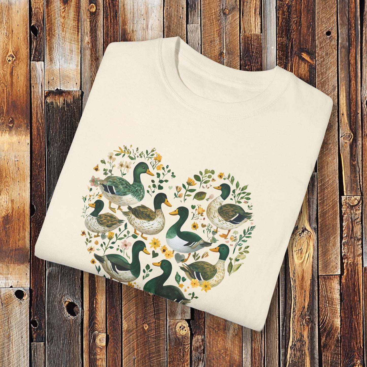 Mallard Ducks Shirt - Eugene Oregon Green Yellow Folk Art Retro Comfort Colors Unisex Crew