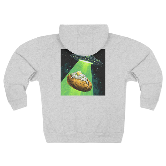 Alien Idaho Potato Beam up on the back, Zip Hoodie, Unisex