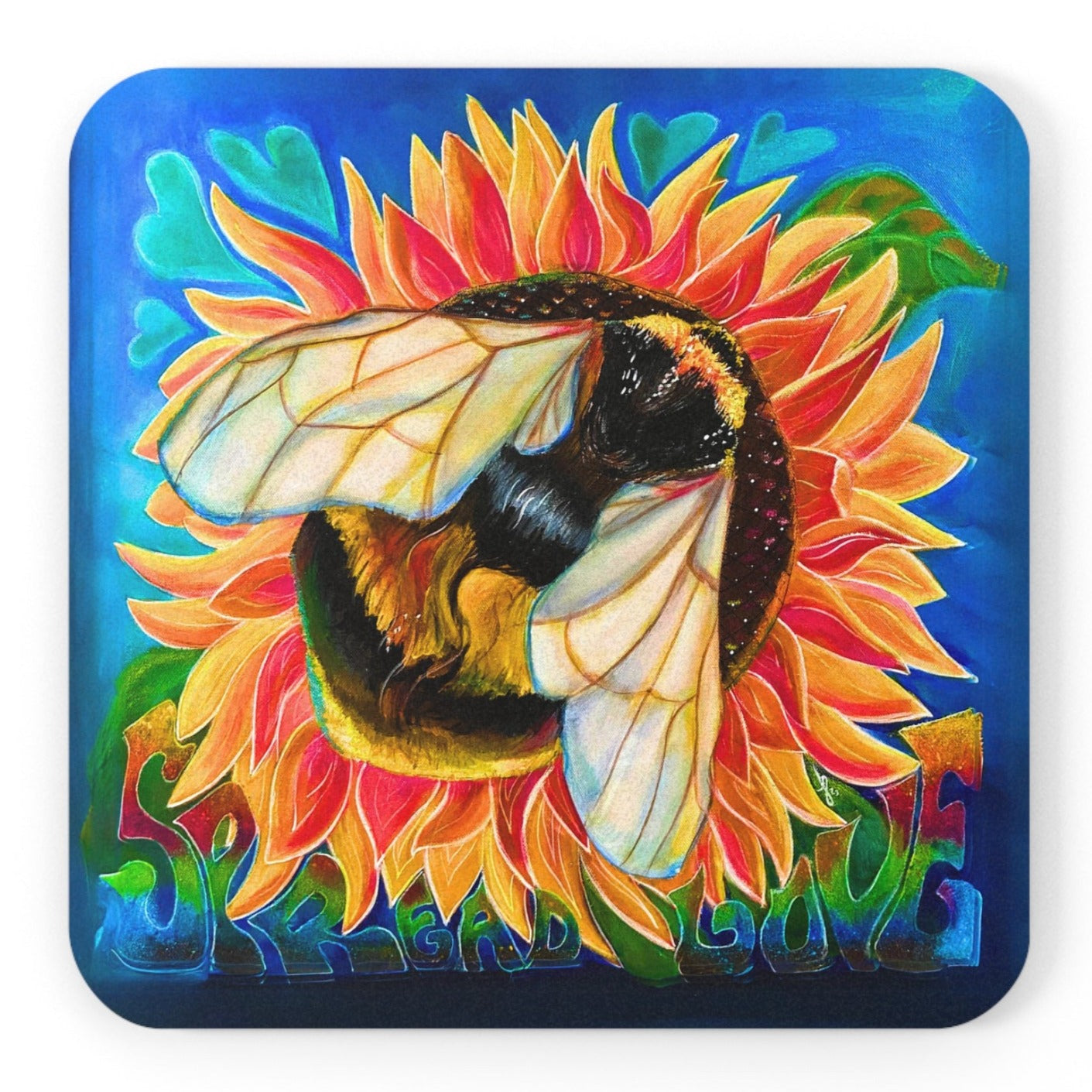 Bee Coasters - Bees Spread Love from Mama Mosaic Artworks with Cork Back