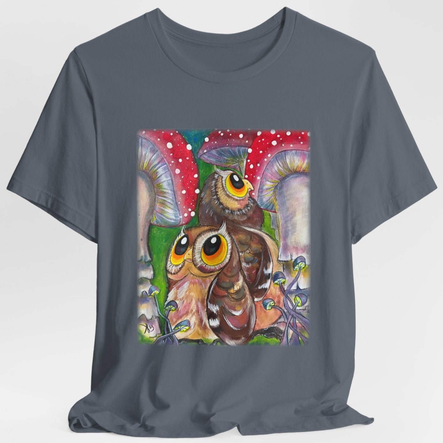 Owls and Shrooms Unisex TShirt - Lost in Shroomtasia from Mama Mosaic Artworks