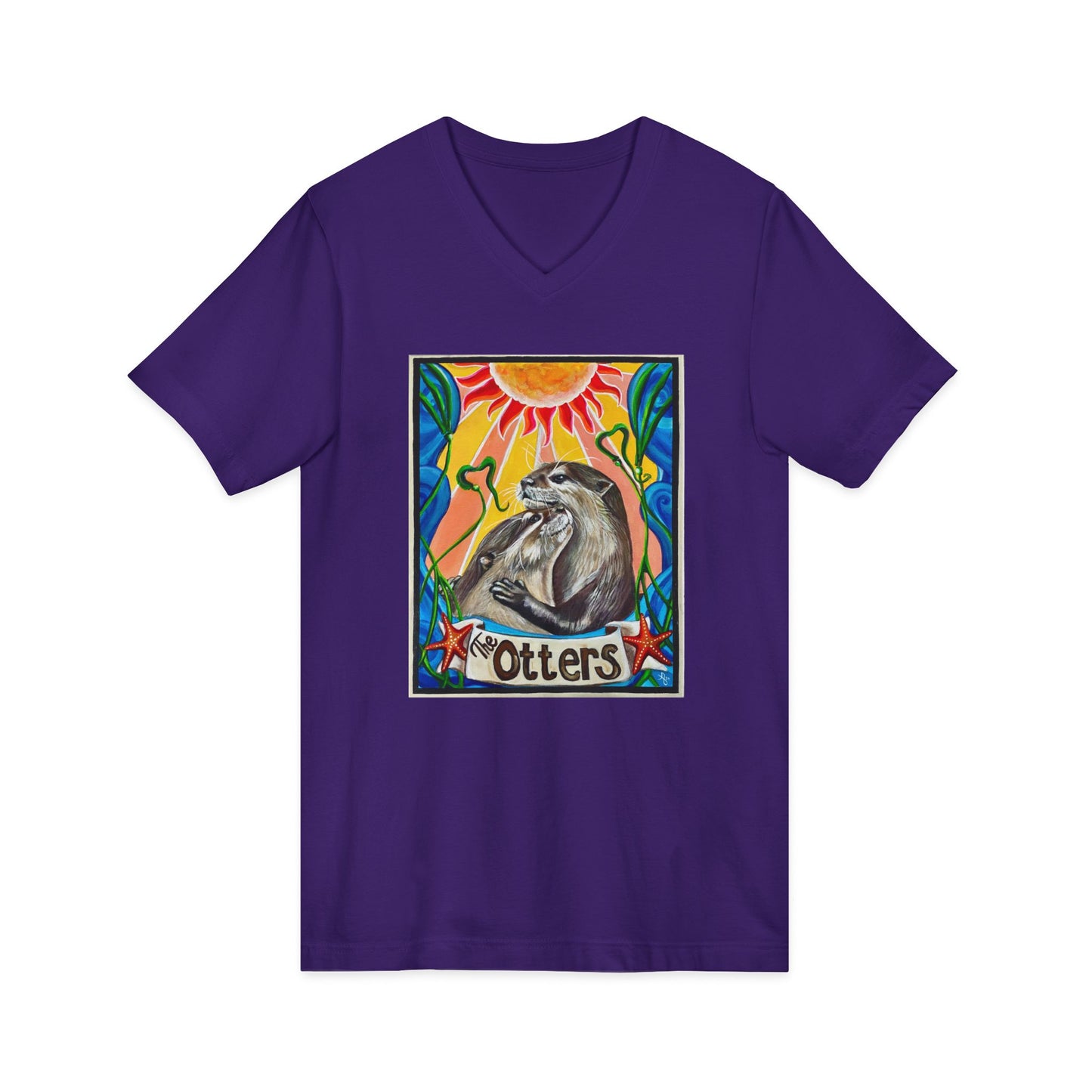 Otter Love V-Neck Tee | Unisex Short Sleeve Shirt, Animal Lover Gift, Nature Tee, Cute Otter Shirt