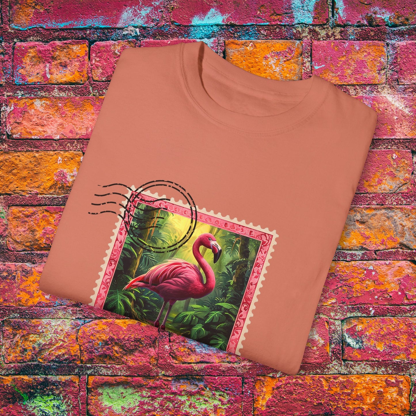 Flamingo Travel Stamp TShirt - Comfort Colors Unisex Crew