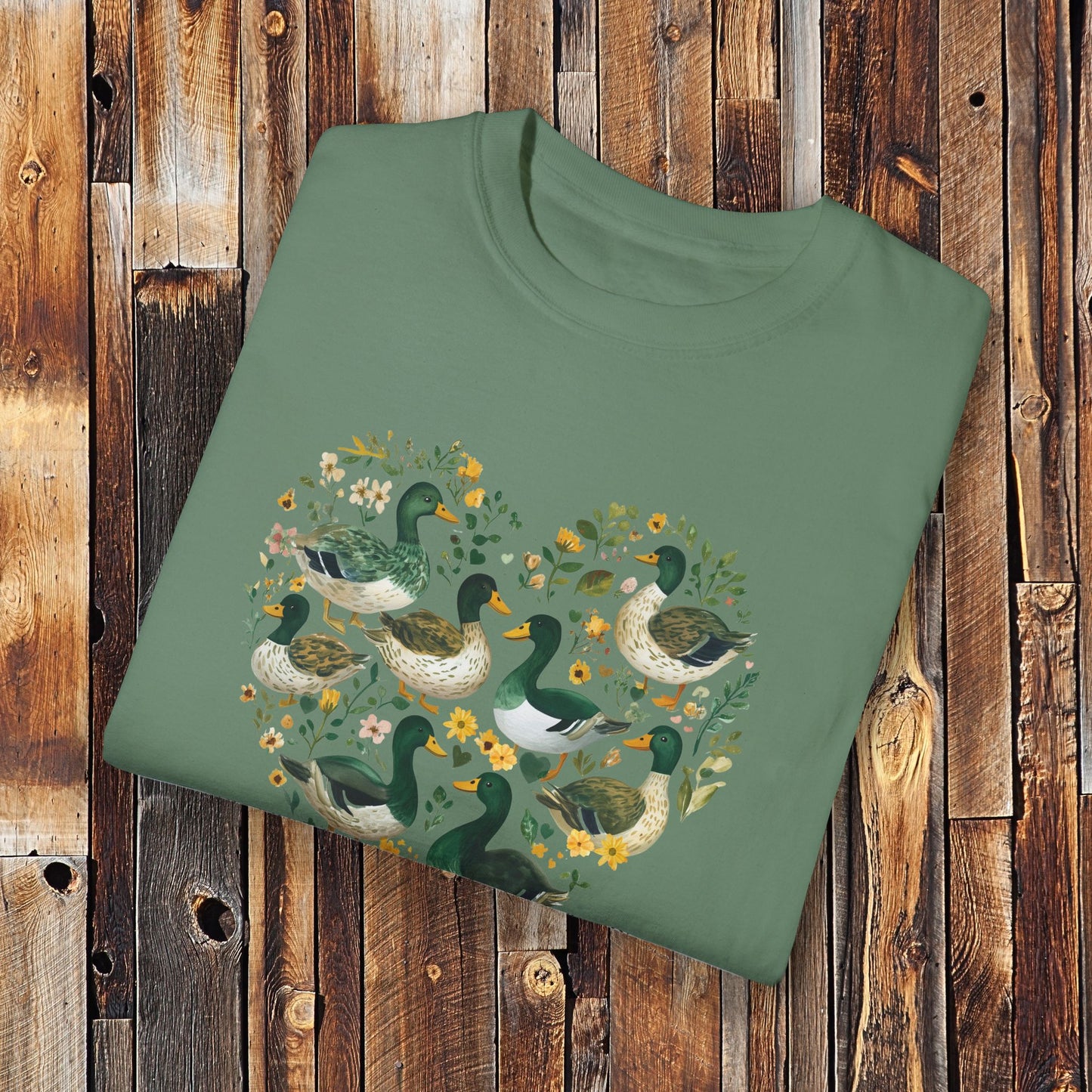 Mallard Ducks Shirt - Eugene Oregon Green Yellow Folk Art Retro Comfort Colors Unisex Crew