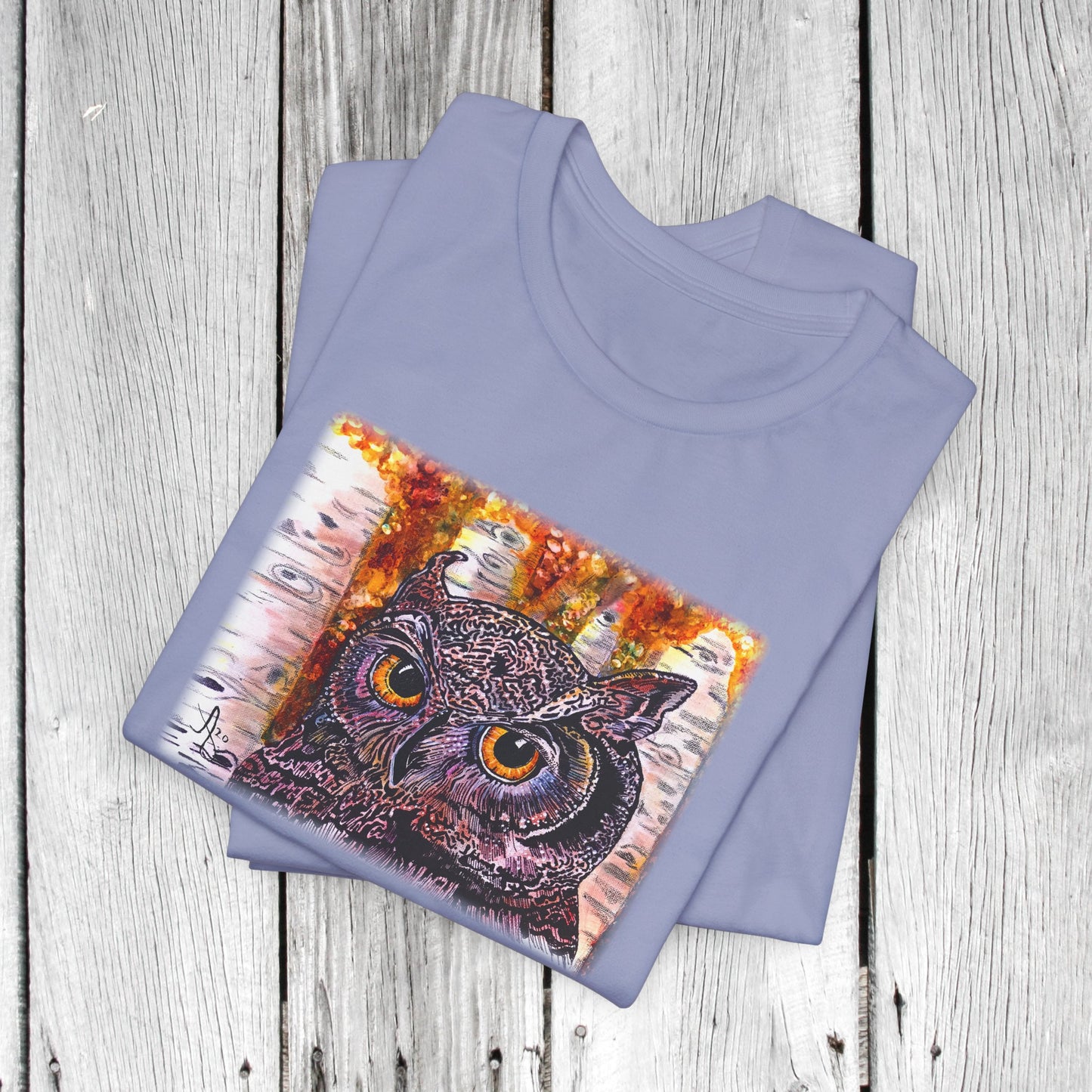 Horned Owl Unisex TShirt - Portrait of an Owl from Mama Mosaic Artworks