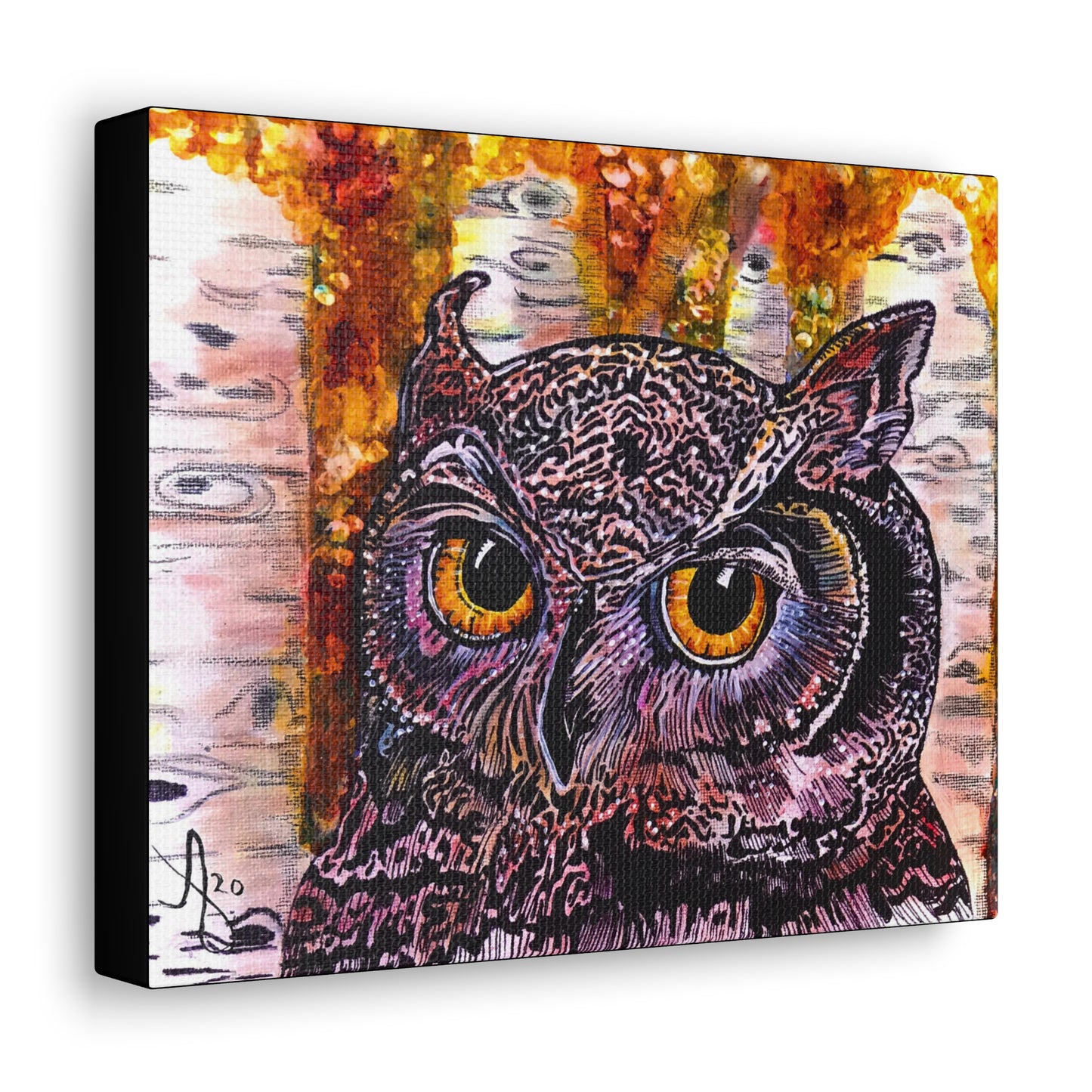 Fine Art Canvas - Portrait of an Owl from Mama Mosaic Artworks