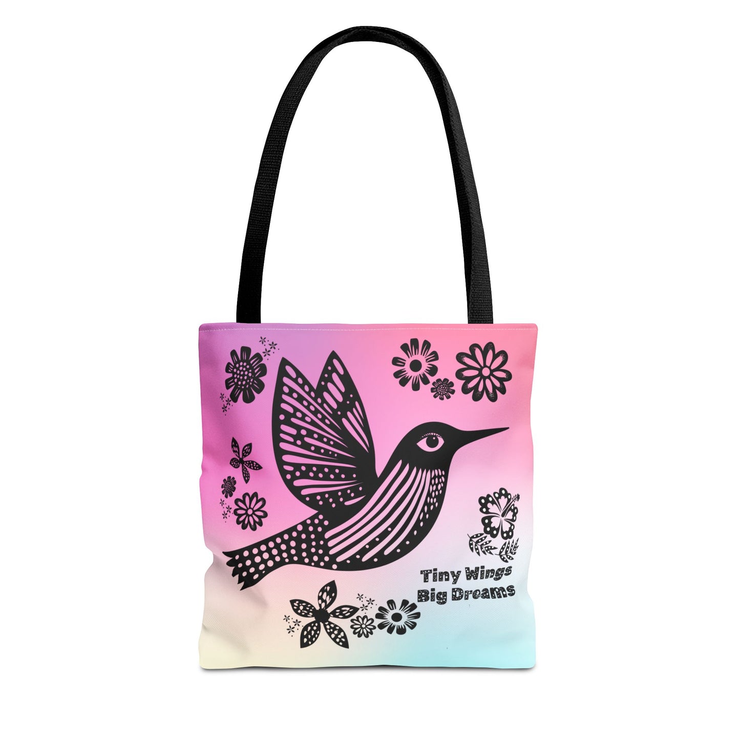 Hummingbird Tote Bag - Tiny Wings Big Dreams Book Bag - Water Resistant Tote - 3 Sizes