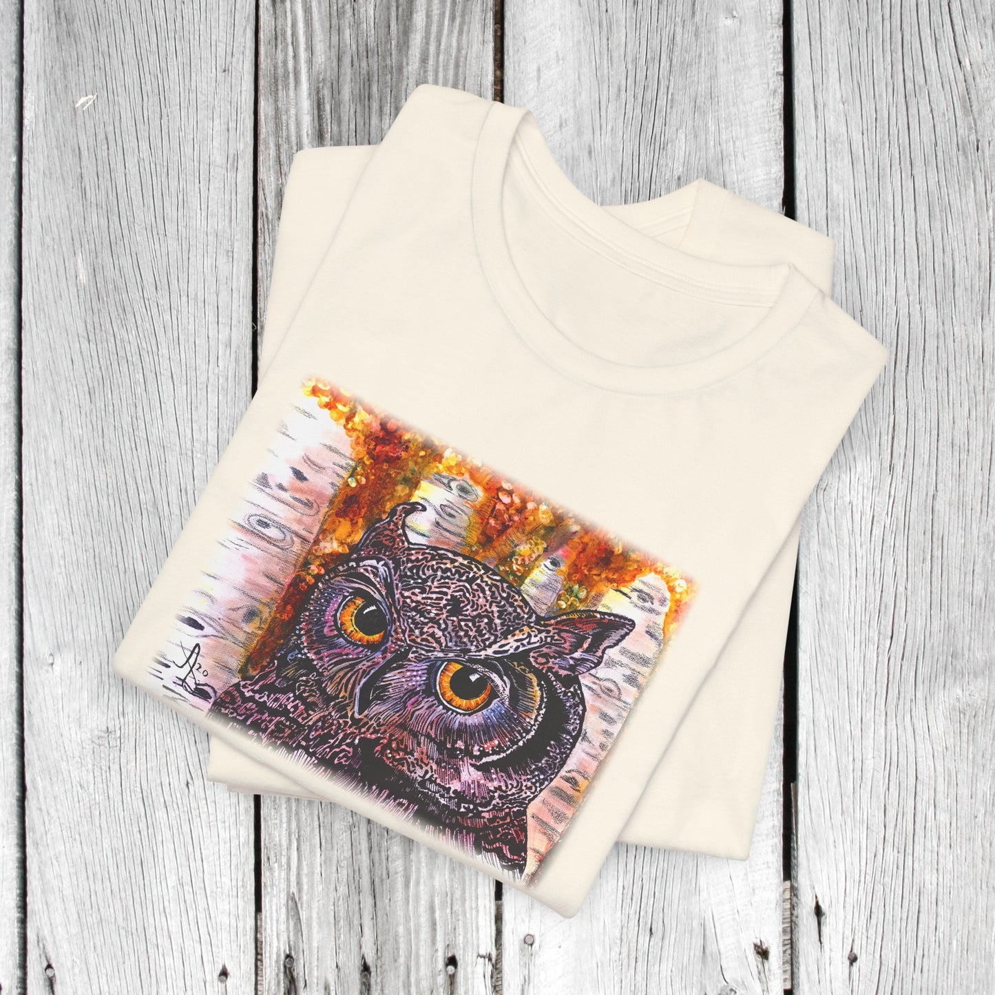 Horned Owl Unisex TShirt - Portrait of an Owl from Mama Mosaic Artworks