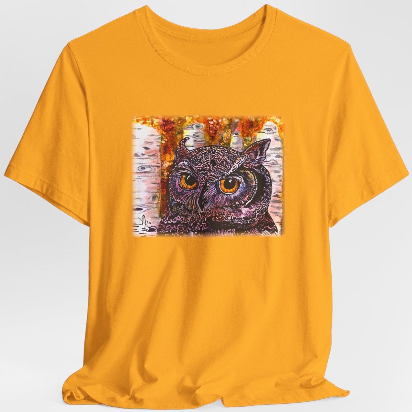 Horned Owl Unisex TShirt - Portrait of an Owl from Mama Mosaic Artworks