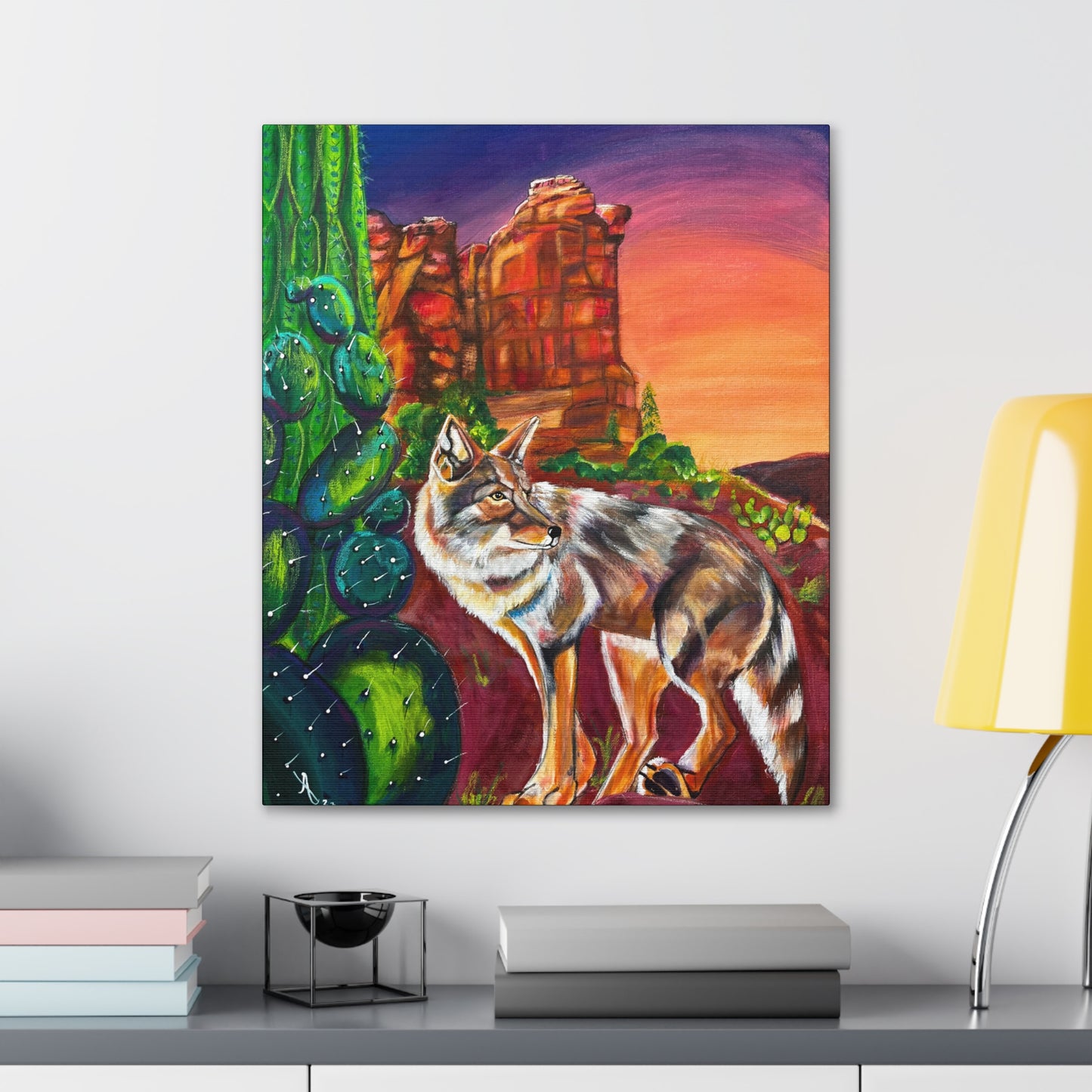 Fine Art Canvas - Coyote at Coffee Pot Rock from Mama Mosaic Artworks