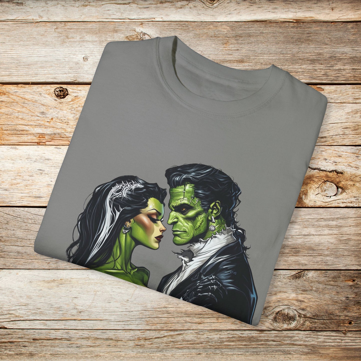 Creature and Bride of Frankenstein Sexy Halloween T-Shirt - Comfort Colors Unisex Crew