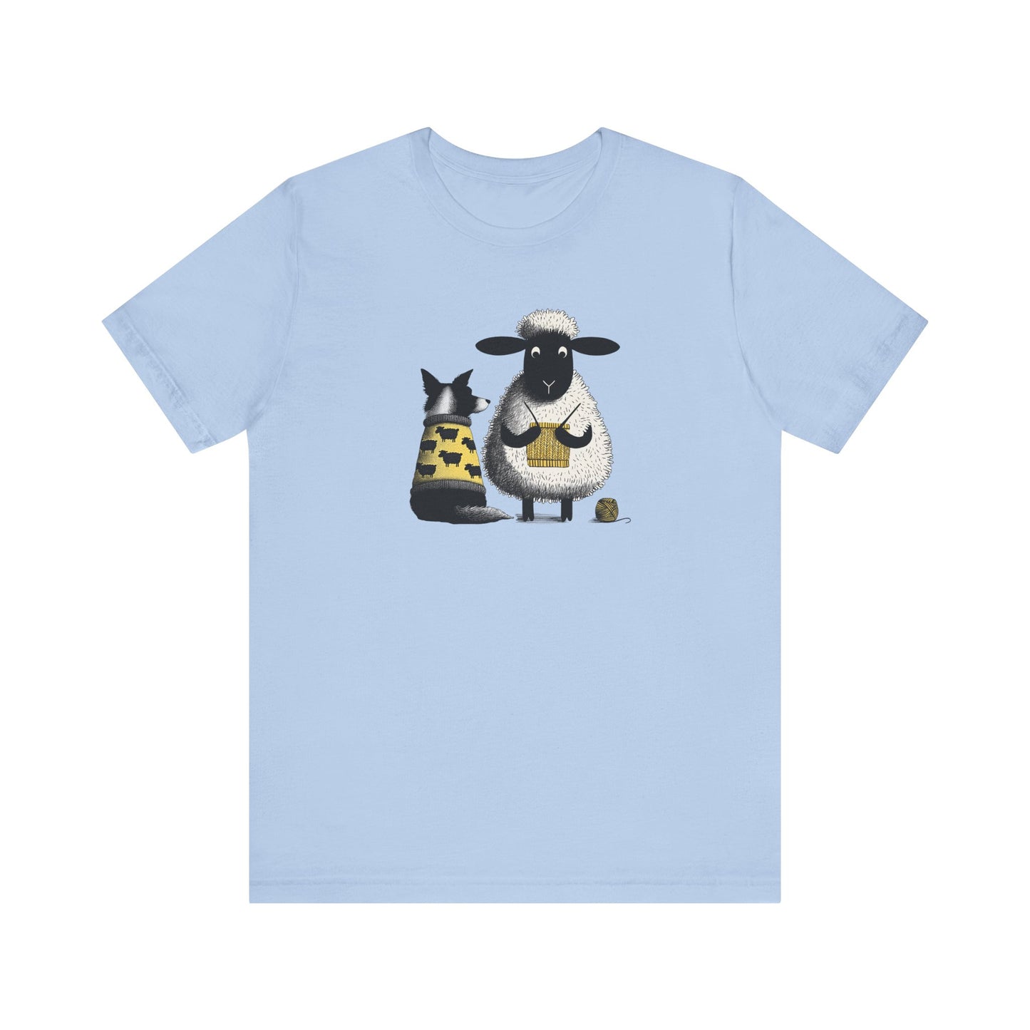 Border Collie and Sheep Friends Shirt: Sheep Knitting Hobby, Unisex Crew Tee