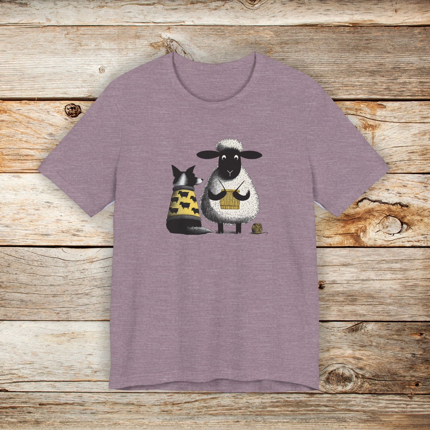 Border Collie and Sheep Friends Shirt: Sheep Knitting Hobby, Unisex Crew Tee