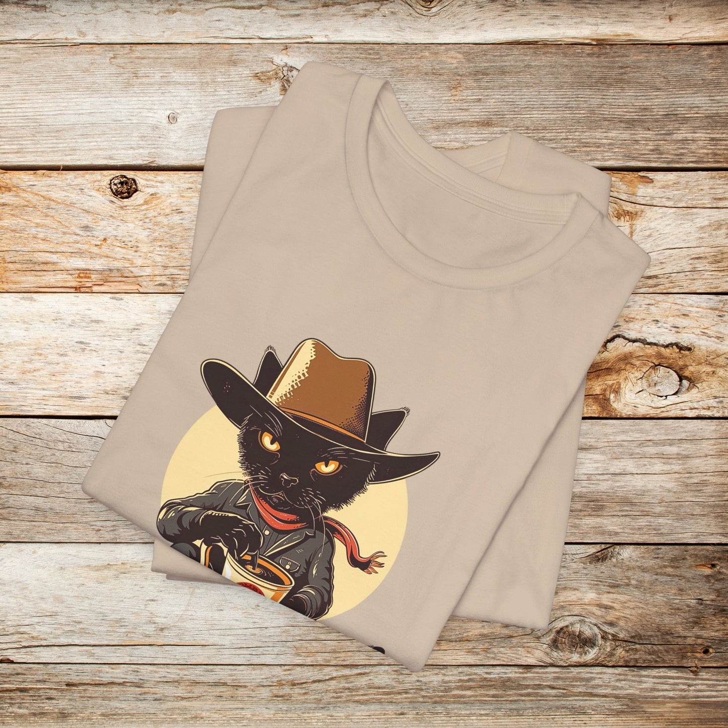 Cowboy Cat TShirt - Hombre Gato Black Cat Unisex Crew