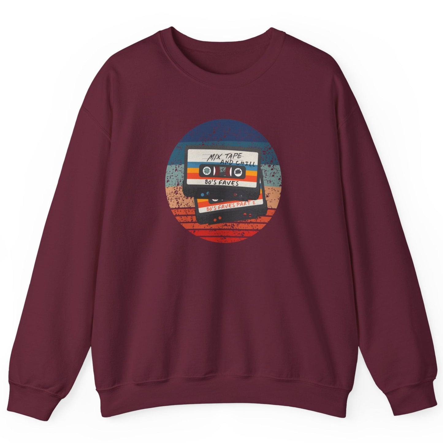 Sweatshirt - 80s Retro Mix Tape and Chill Unisex Crewneck