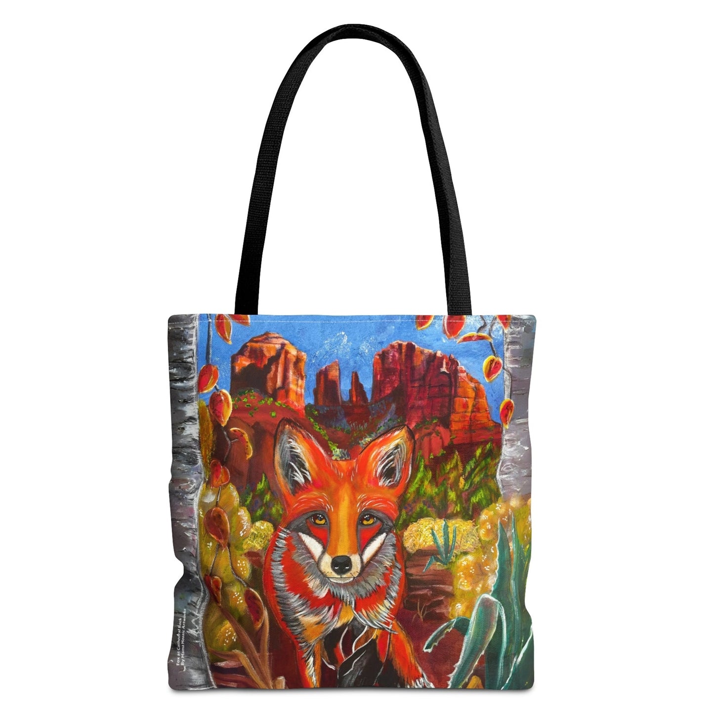 Sedona Fox Tote Bag - 3 Sizes - Fox at Cathedral Rock from Mama Mosaic Artworks