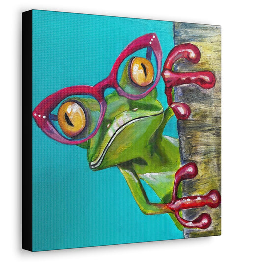 Fine Art Canvas - Read More Optical Frog from Mama Mosaic Artworks